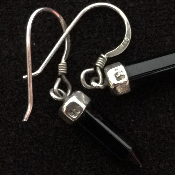 Sterling silver Onyx Hexagon Prism Earrings - Picture 5 of 7